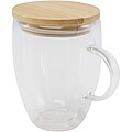 Skleněný hrneks 350 ml a bambusovým víčkem, transparentní