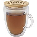 Skleněný hrneks 350 ml a bambusovým víčkem, transparentní