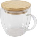 Skleněný hrneks 350 ml a bambusovým víčkem, transparentní