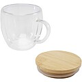 Skleněný hrneks 350 ml a bambusovým víčkem, transparentní