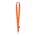 Šňůrka na krk z RPET, šíře 2cm, s karabinou, oranžová