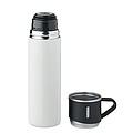 SUNA Termoska z nerezové oceli s hrnkem, 420 ml, bílá