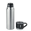 SUNA Termoska z nerezové oceli s hrnkem, 420 ml, stříbrná