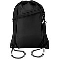 Taška Oriole z materiálu RPET se stahovací šňůrkou a přední kapsou na zip, objem 5 l, černá