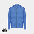 Unisex mikina na zip s kapucí IQONIQ Abisko, velikost XXS, modrý melír