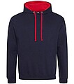 Unisex mikina s kapucí AWDIS VARSITY HOODIE, tmavě námořní modrá/červená, velikost XXL