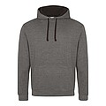 Unisex mikina s kapucí AWDIS VARSITY HOODIE, tmavě šedý melír/černá, velikost XXL