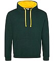 Unisex mikina s kapucí AWDIS VARSITY HOODIE, tmavě zelená/tmavě žlutá, velikost XXL