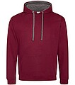 Unisex mikina s kapucí AWDIS VARSITY HOODIE, vínová/tmavě šedý melír, velikost XXL