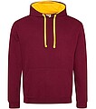 Unisex mikina s kapucí AWDIS VARSITY HOODIE, vínová/tmavě žlutá, velikost XXL