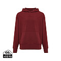 Unisex mikina s kapucí Iqoniq Yoho relaxed fit, vínově červená, velikost XXS