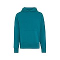 Unisex mikina s kapucí Iqoniq Yoho z recyklované bavlny, tyrkysová, XXS