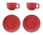 VANLION Sada 2 šálků a podšálků na cappuccino, červená