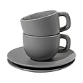 VANLION Sada 2 šálků a podšálků na cappuccino, šedá