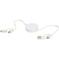 Vysouvací datový synchronizační a rychlonabíjecí 40W kabel 5 v 1 z recyklovaného plastu o délce 90 cm, bílá