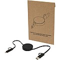 Vysouvací datový synchronizační a rychlonabíjecí 40W kabel 5 v 1 z recyklovaného plastu o délce 90 cm, černá