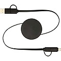 Vysouvací datový synchronizační a rychlonabíjecí 40W kabel 5 v 1 z recyklovaného plastu o délce 90 cm, černá