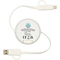 Vysouvací rychlonabíjecí datový kabel 5 v 1, 45W, 100 cm, recyklovaný plast a bambus, bílá