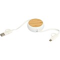 Vysouvací rychlonabíjecí datový kabel 5 v 1, 45W, 100 cm, recyklovaný plast a bambus, bílá