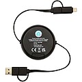 Vysouvací rychlonabíjecí datový kabel 5 v 1, 45W, 100 cm, recyklovaný plast a bambus, černá