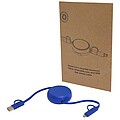 Vysouvací rychlonabíjecí datový kabel 5 v 1, 45W, 100 cm, recyklovaný plast a hliník, královská modrá