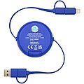 Vysouvací rychlonabíjecí datový kabel 5 v 1, 45W, 100 cm, recyklovaný plast a hliník, královská modrá
