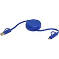 Vysouvací rychlonabíjecí datový kabel 5 v 1, 45W, 100 cm, recyklovaný plast a hliník, královská modrá