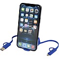 Vysouvací rychlonabíjecí datový kabel 5 v 1, 45W, 100 cm, recyklovaný plast a hliník, královská modrá