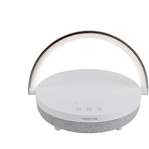10W Bluetooth reproduktor 4v1 s LED světlem a základnou pro bezdrátové nabíjení, bílá - reklamní předměty
