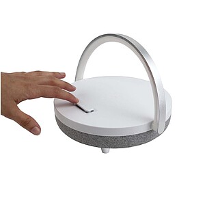 10W Bluetooth reproduktor 4v1 s LED světlem a základnou pro bezdrátové nabíjení, bílá