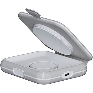 15W skládací bezdrátová cestovní nabíječka 2v1, šedá