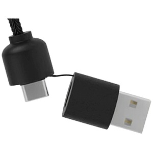 40W nabíjecí kabel 5v1 z rPET se svítícím logem a hranatým dřevěným pouzdrem SCX.design C38, modrá