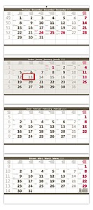 4měsíční skládaný kalendář 2027, šedý - reklamní kalendáře