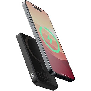 5000mAh magnetická bezdrátová powerbanka, černá - reklamní předměty