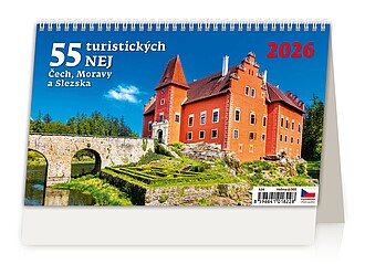 55 turistických nej Čech, Moravy a Slezska 2027, stolní kalendář - reklamní kalendáře