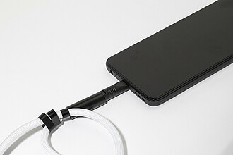 60W RPET kabel s náramkem na mobil, bílá