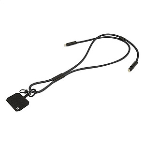 60W RPET kabel se šňůrkou na mobil, černá