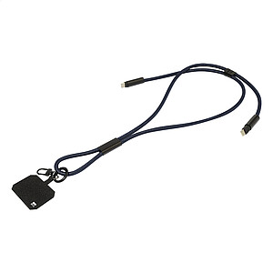 60W RPET kabel se šňůrkou na mobil, tmavě modrá