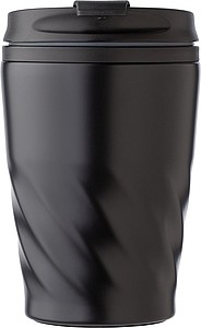 AKLAVIK Termohrnek s víčkem, kombinace nerez, plast, 325ml, černý - termohrnek s vlastním potiskem