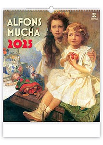 Alfons Mucha 2025, nástěnný kalendář, prodloužená záda - reklamní kalendáře