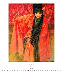 Alfons Mucha 2027, nástěnný kalendář, prodloužená záda