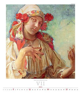 Alfons Mucha 2027, nástěnný kalendář, prodloužená záda