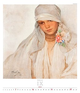 Alfons Mucha 2027, nástěnný kalendář, prodloužená záda