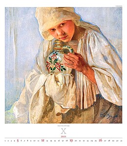 Alfons Mucha 2027, nástěnný kalendář, prodloužená záda