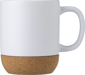 AUGUSTIN Keramický hrnek s korkovým dnem, 300 ml, bílá - reklamní hrnky