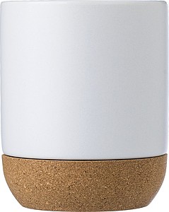 AUGUSTIN Keramický hrnek s korkovým dnem, 300 ml, bílá
