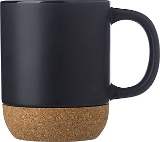 AUGUSTIN Keramický hrnek s korkovým dnem, 300 ml, černá - reklamní hrnky
