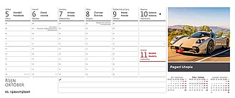 Auta 2027, stolní kalendář