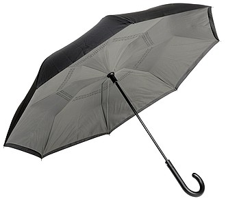 Automatický deštník s opačným otvíráním, černo šedý