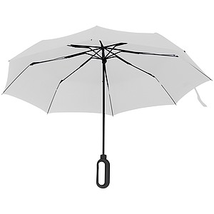 Automatický skládací deštník, pr. 98cm, s karabinou v rukojeti, bílý
